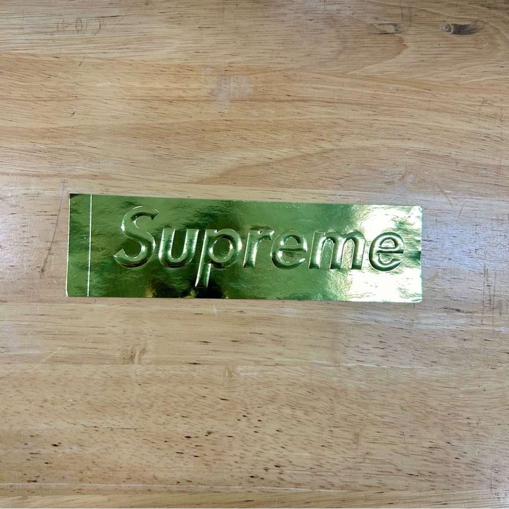 Supreme Gold Box Logo Sticker Decal Embossed FW22 Authentic Streetwear NEW 8”